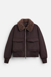 Men's jacket with stand-up collar, cotton lining and pockets